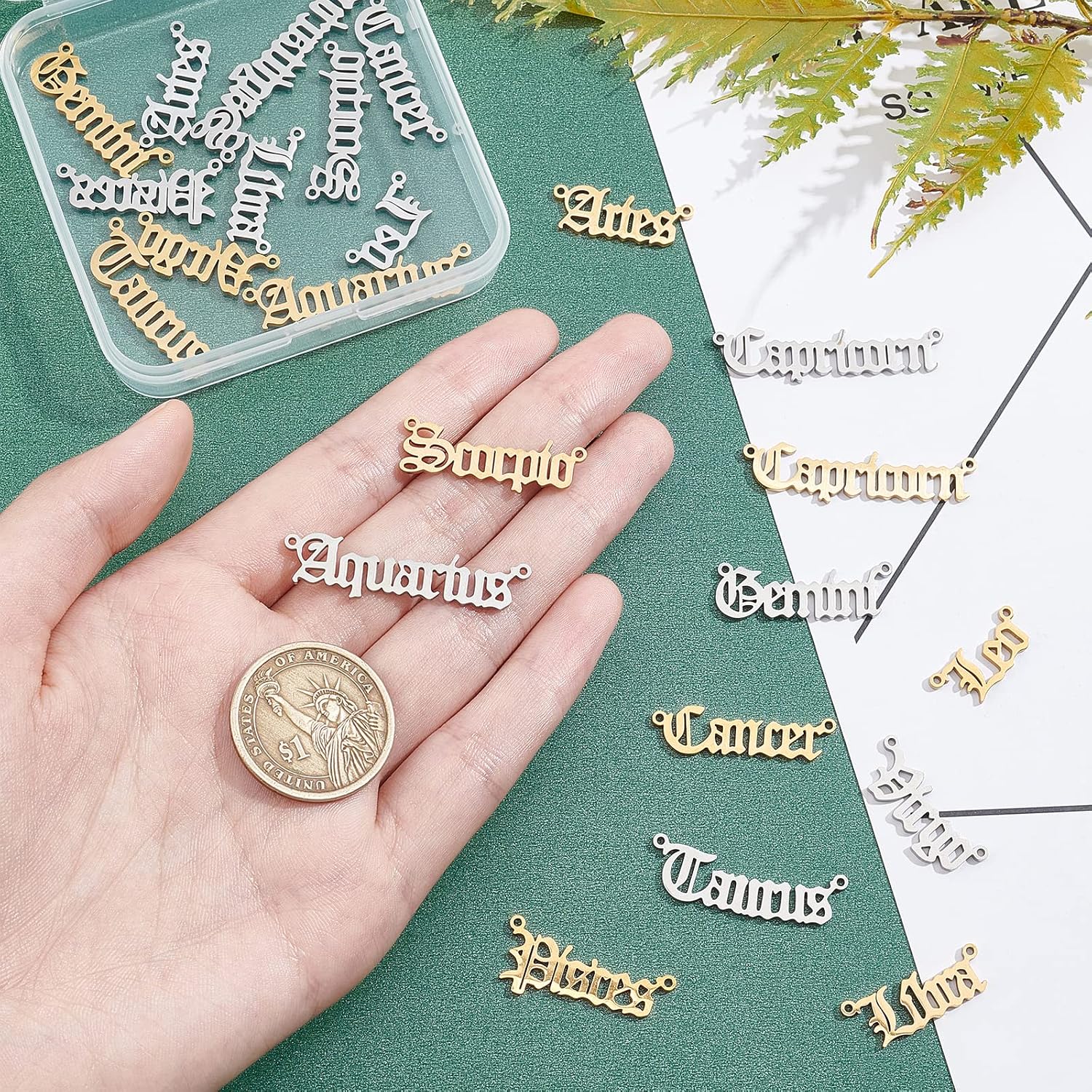 UNICRAFTALE Constellations Charms Stainless Steel Zodiac Link Connectors Constellations Pendants Jewelry Connector Charms Necklace Pendant for Jewelry Making