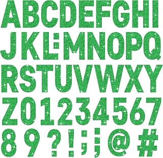 24 Sheets Large Green Letter Stickers 4Inch Glitter Alphabet Number Sticker