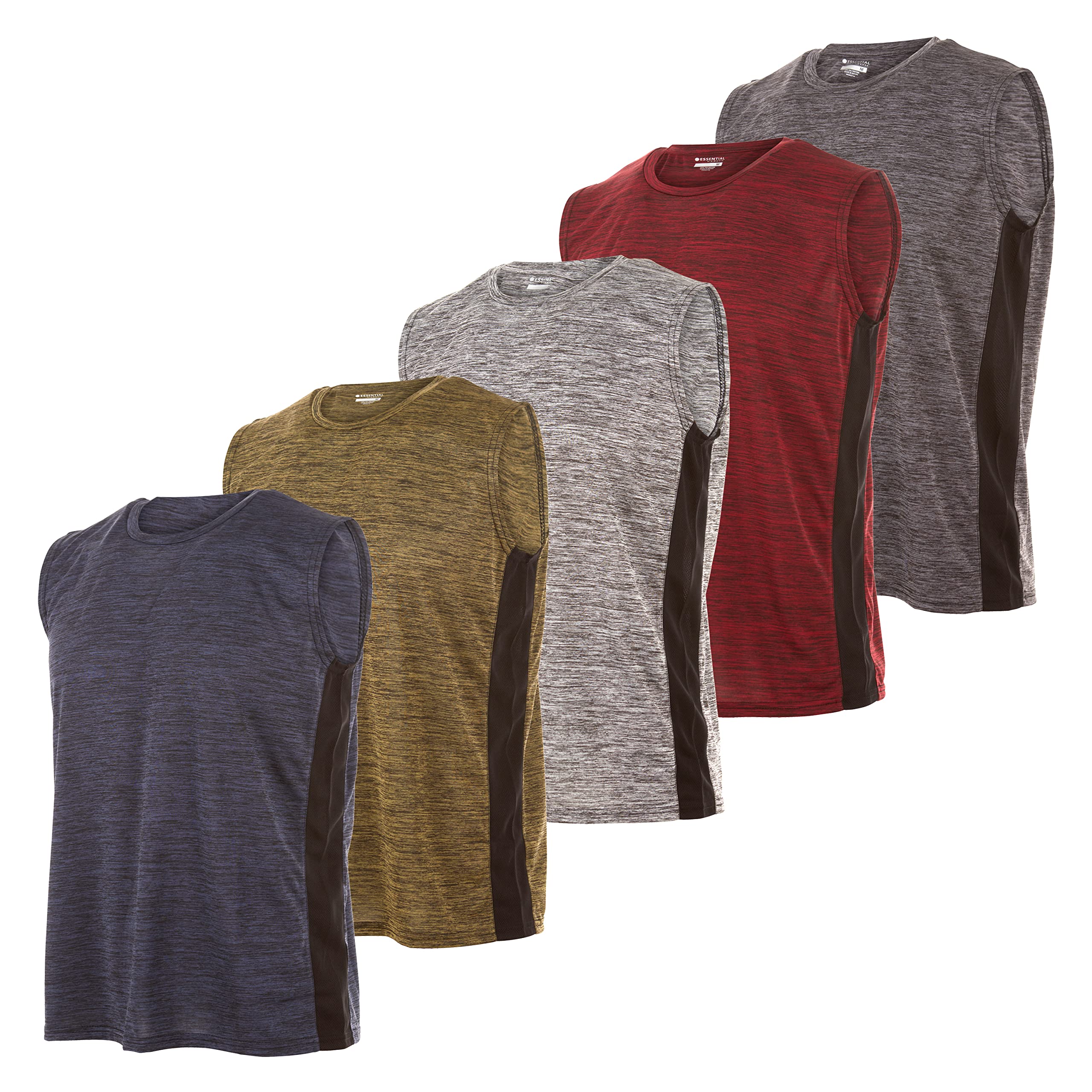 Essential Elements5 Pack: Men's Active Quick-Dry Athletic Workout Training Gym Muscle Sleeveless Tank Top