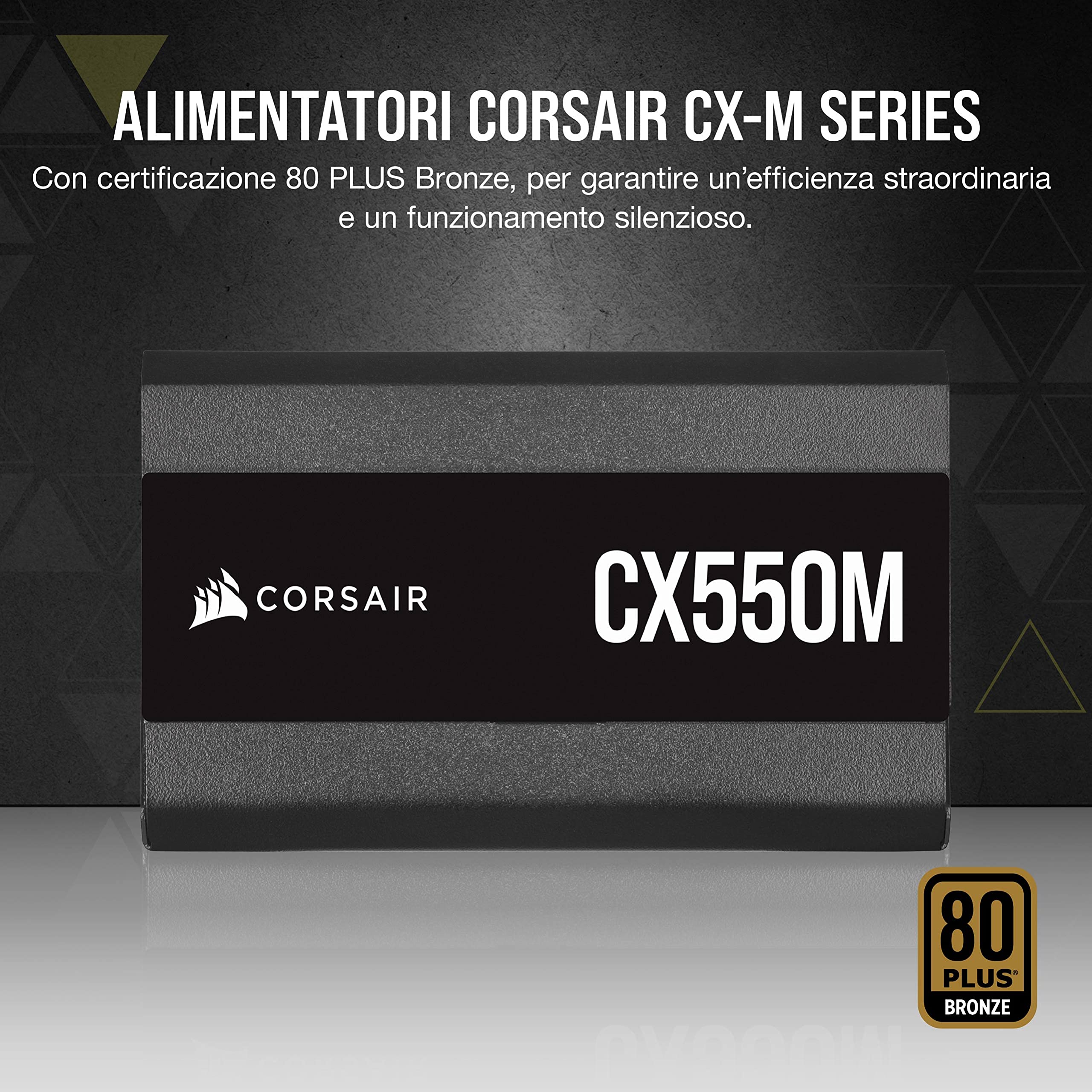 Corsair CX550M (2021) CX-M Series, 550 Watt 80 PLUS Bronze Semi-Modulare e a Bassa Rumorosità Alimentatore ATX , Connettori EPS12V Singoli, Condensatori 105 °C, Dimensioni Compatte, Nero