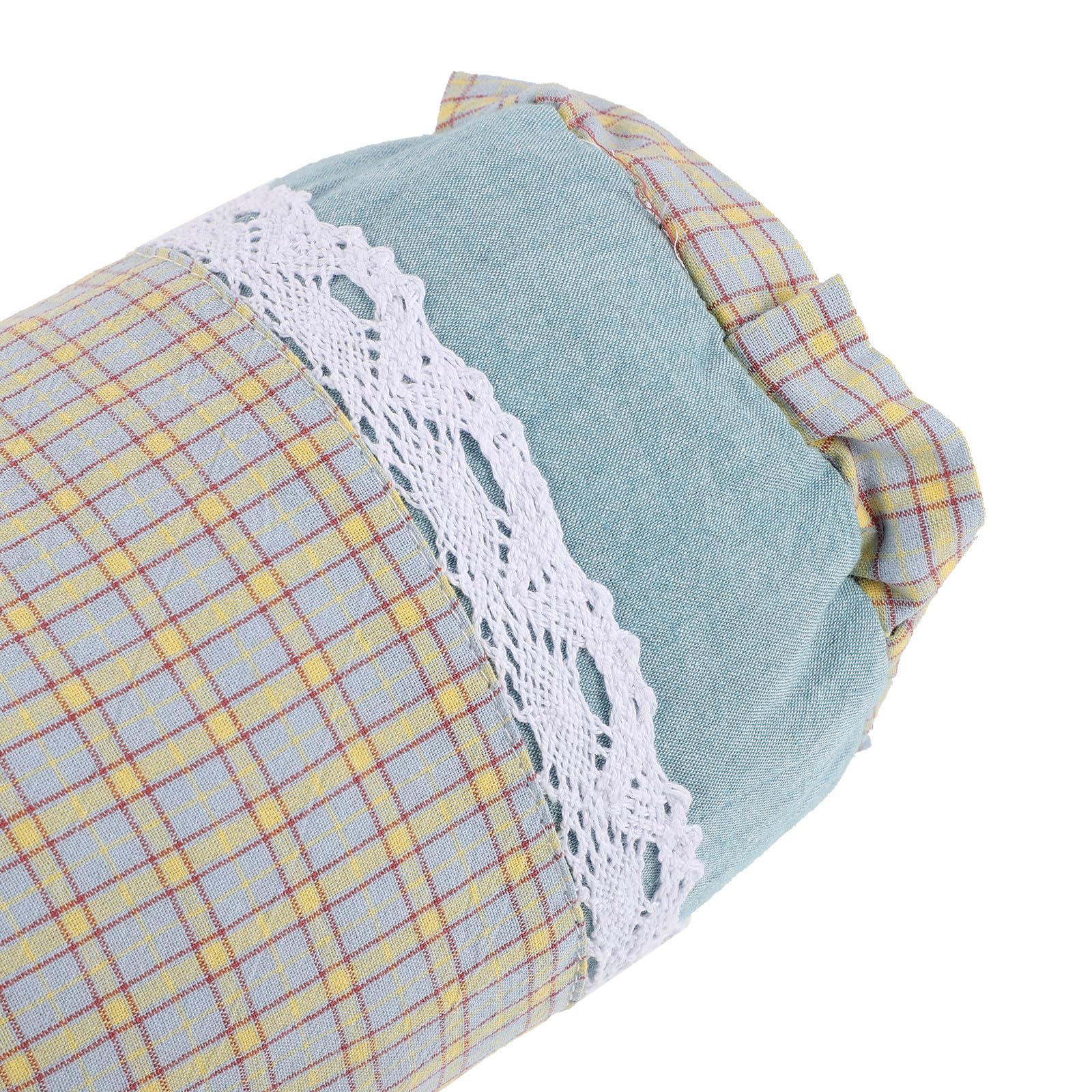 POPETPOP Almohada Ortopédica Cervical de Forma Cilíndrica Relleno de Cáscara de Alforfón y Funda de Tela a Cuadros Transpirable para Dormir y Yoga