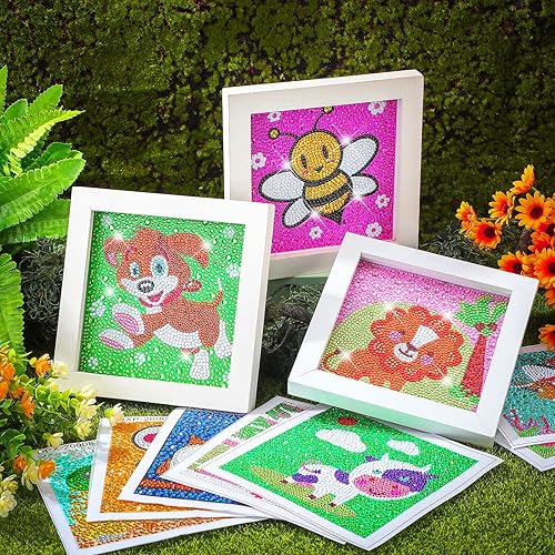 Miniatura 4 de Estune Kit de pintura de diamantes de 16 piezas, kits de arte de diamantes 5D DIY animales DIY pintura por números kits para principiantes