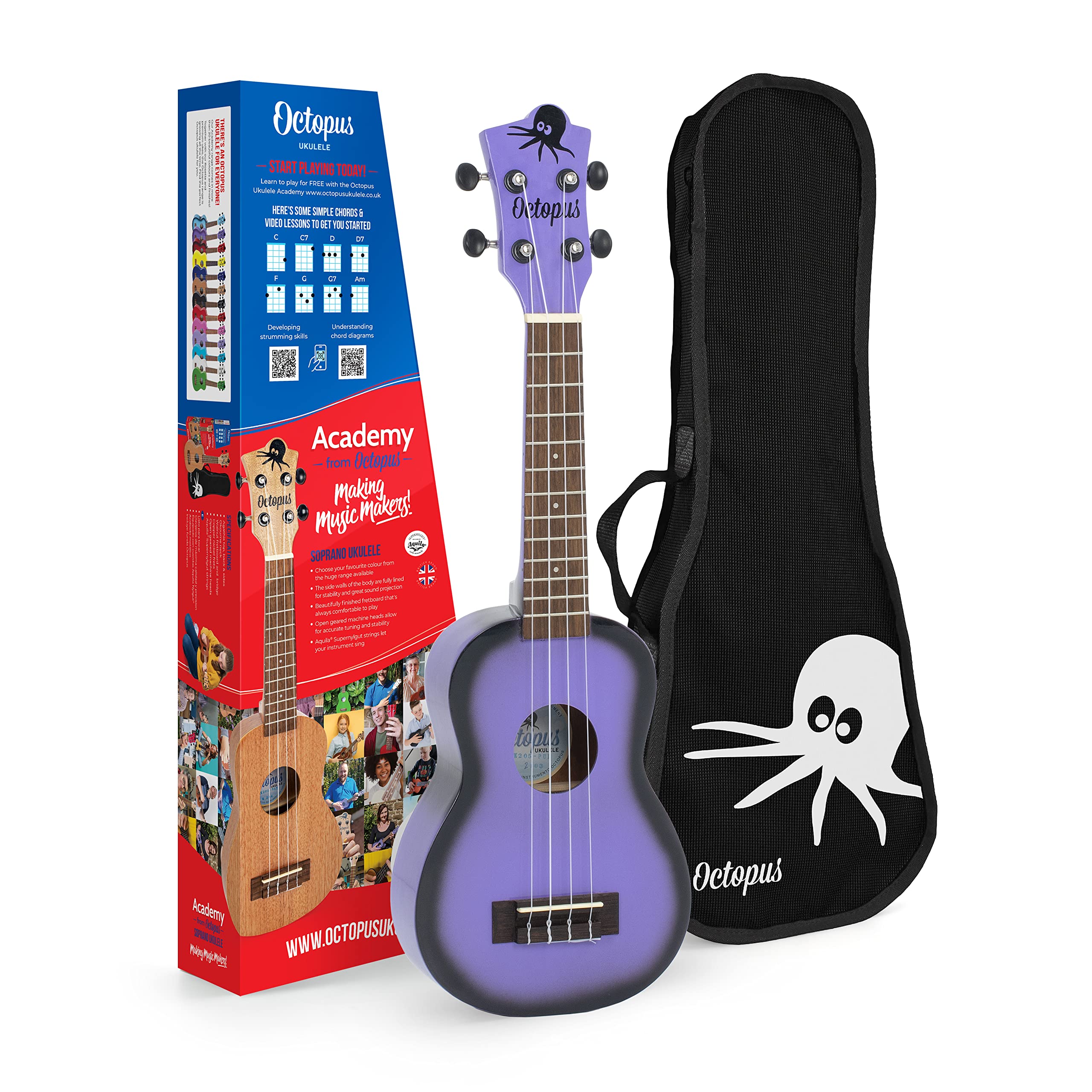 Octopus Ukelele soprano Academy en color morado