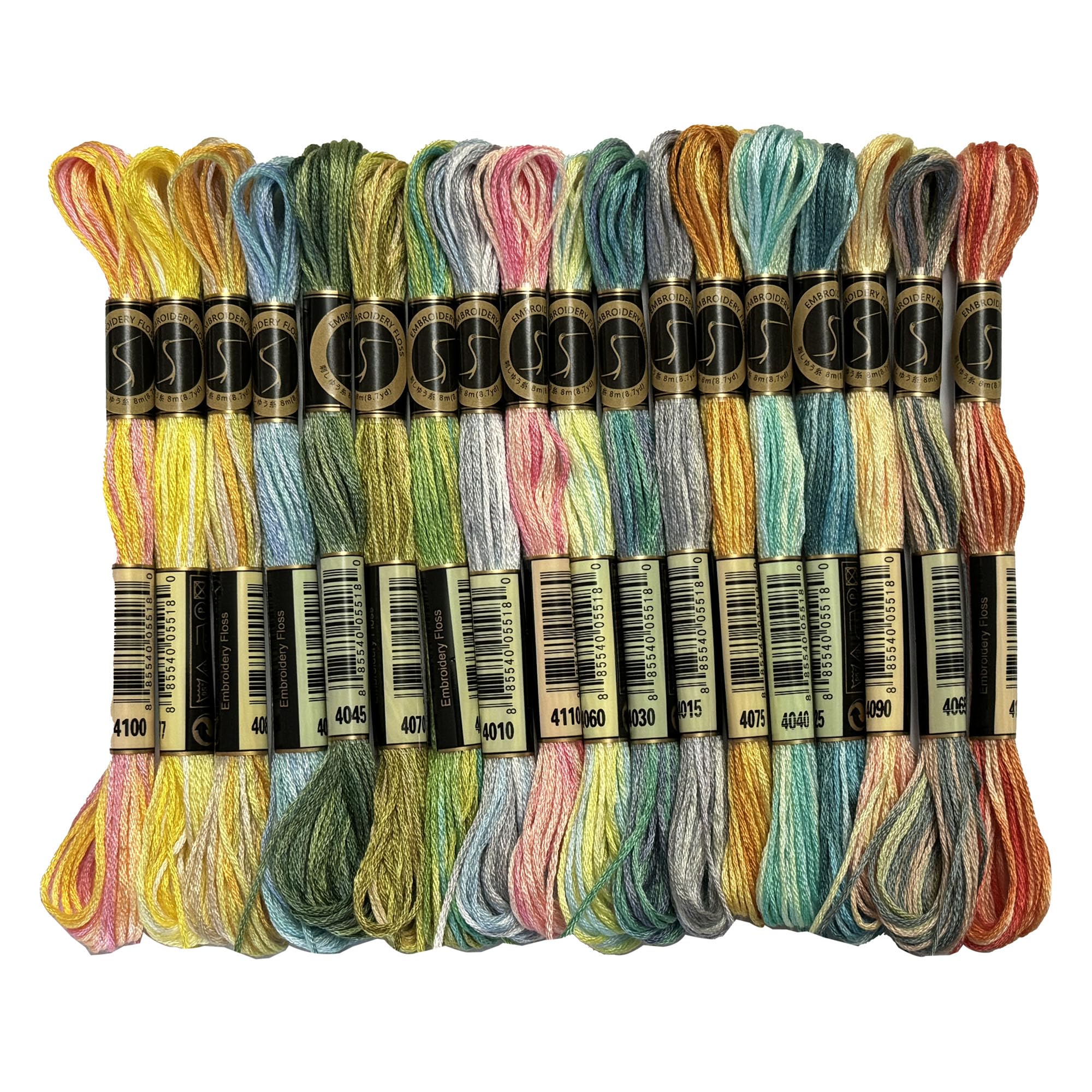 Magical Color Variations Floss Pack Six Strand Embroidery Variegated Cross Stitch Threads, Multi Color Set B, Pack of 18 Skeins