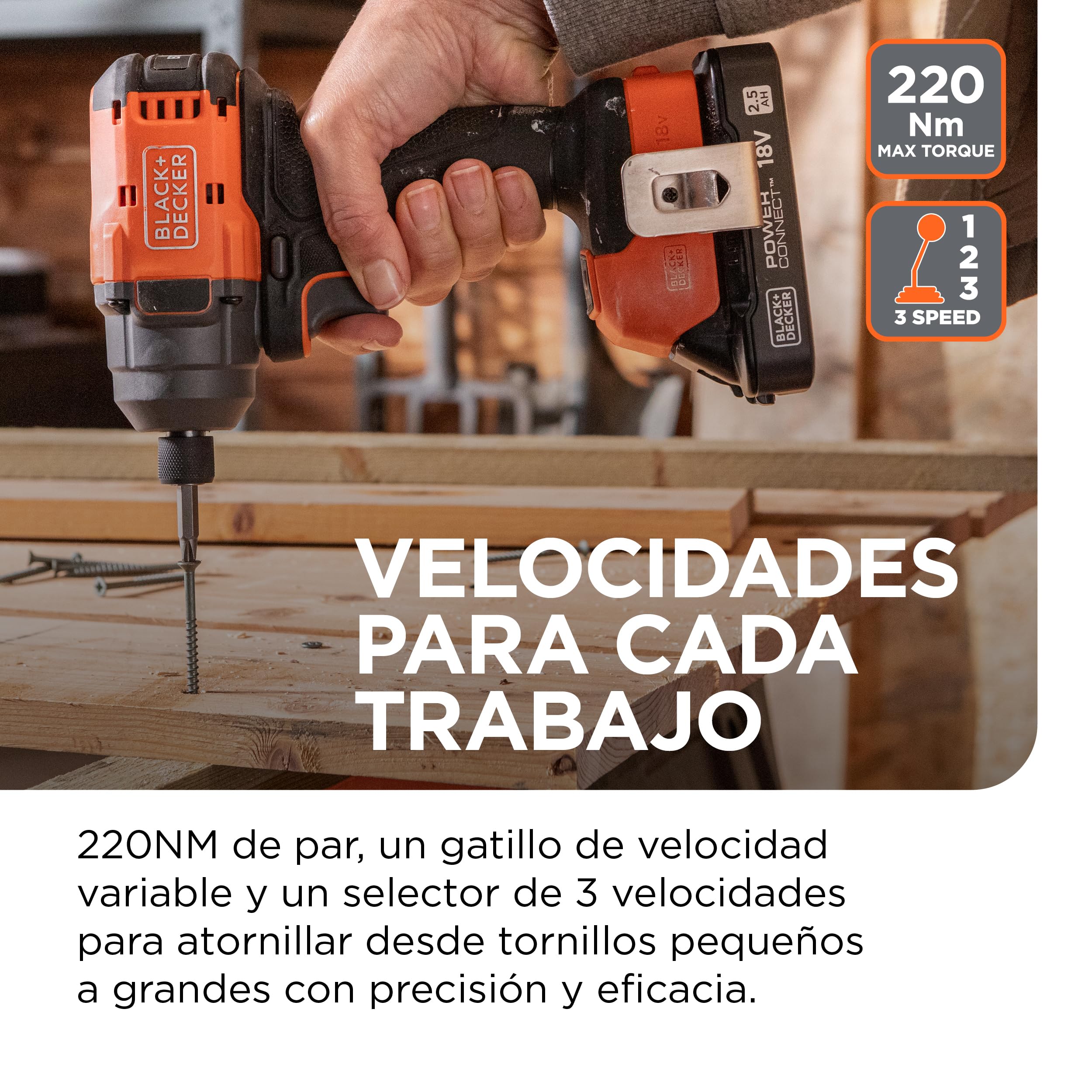 BLACK+DECKER Destornillador de impacto sin escobillas, unidad desnuda llave de impacto inalámbrica y 20 brocas, sin batería ni cargador, BLIM78NZ-XJ