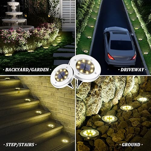 Miniatura 2 de SOLPEX Luces solares impermeables para exteriores, paquete de 8 luces solares para suelo, luces solares de jardín, iluminación de paisaje