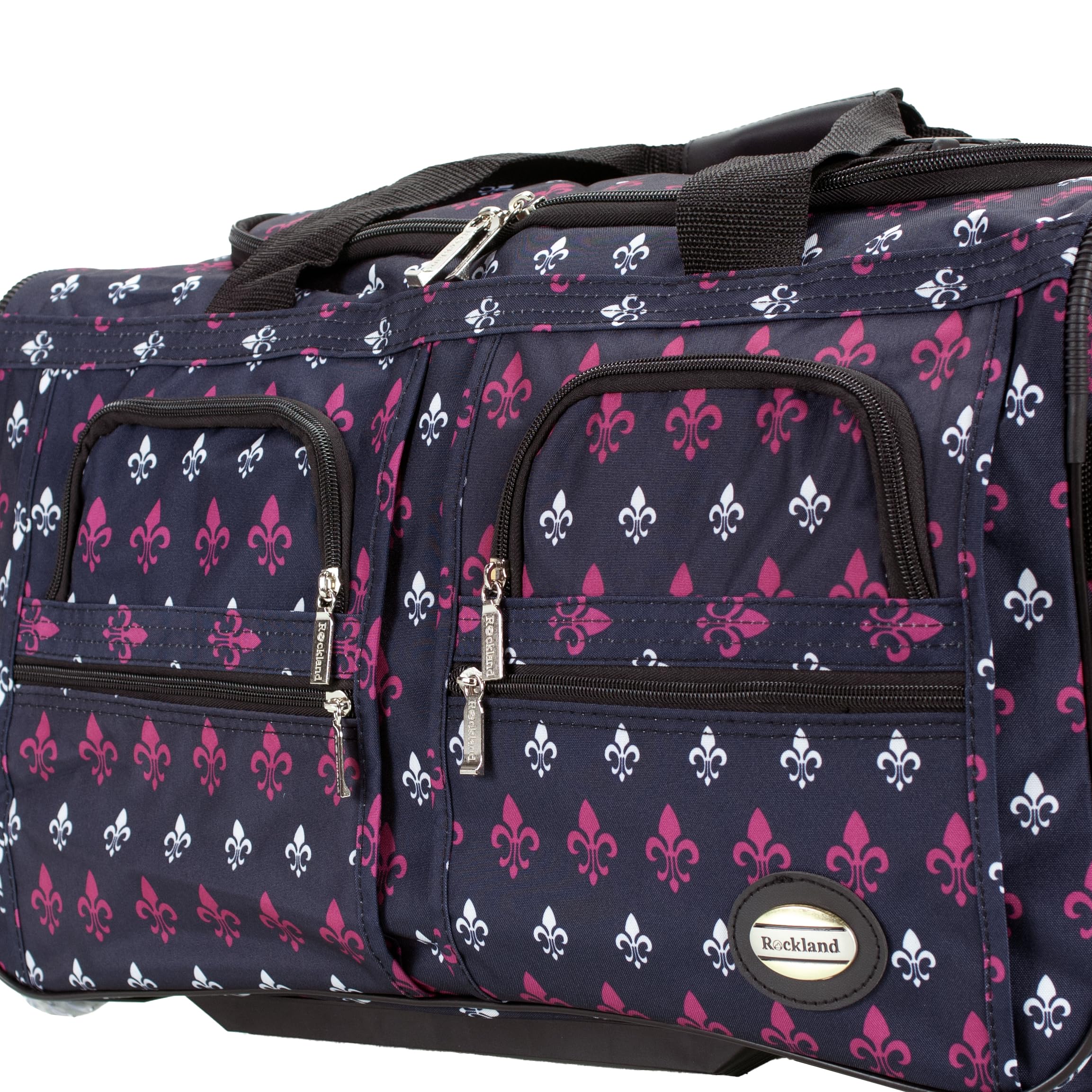 Rockland Sac de Sport à Roulette, Reisetasche mit Rollen, Gris Clair, Bordeaux, 55,9 cm (22