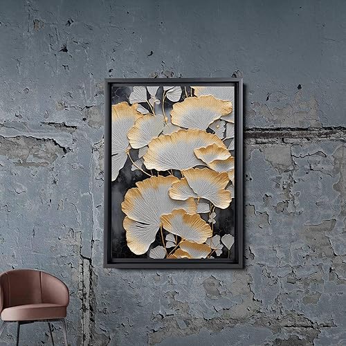 Miniatura 2 de Original Ginkgo biloba Print On Canvas, Modern Textured Gold Wall Art, Abstract Gold Leaves Print, Living room Wall Decor, Decor Canvas, Wall