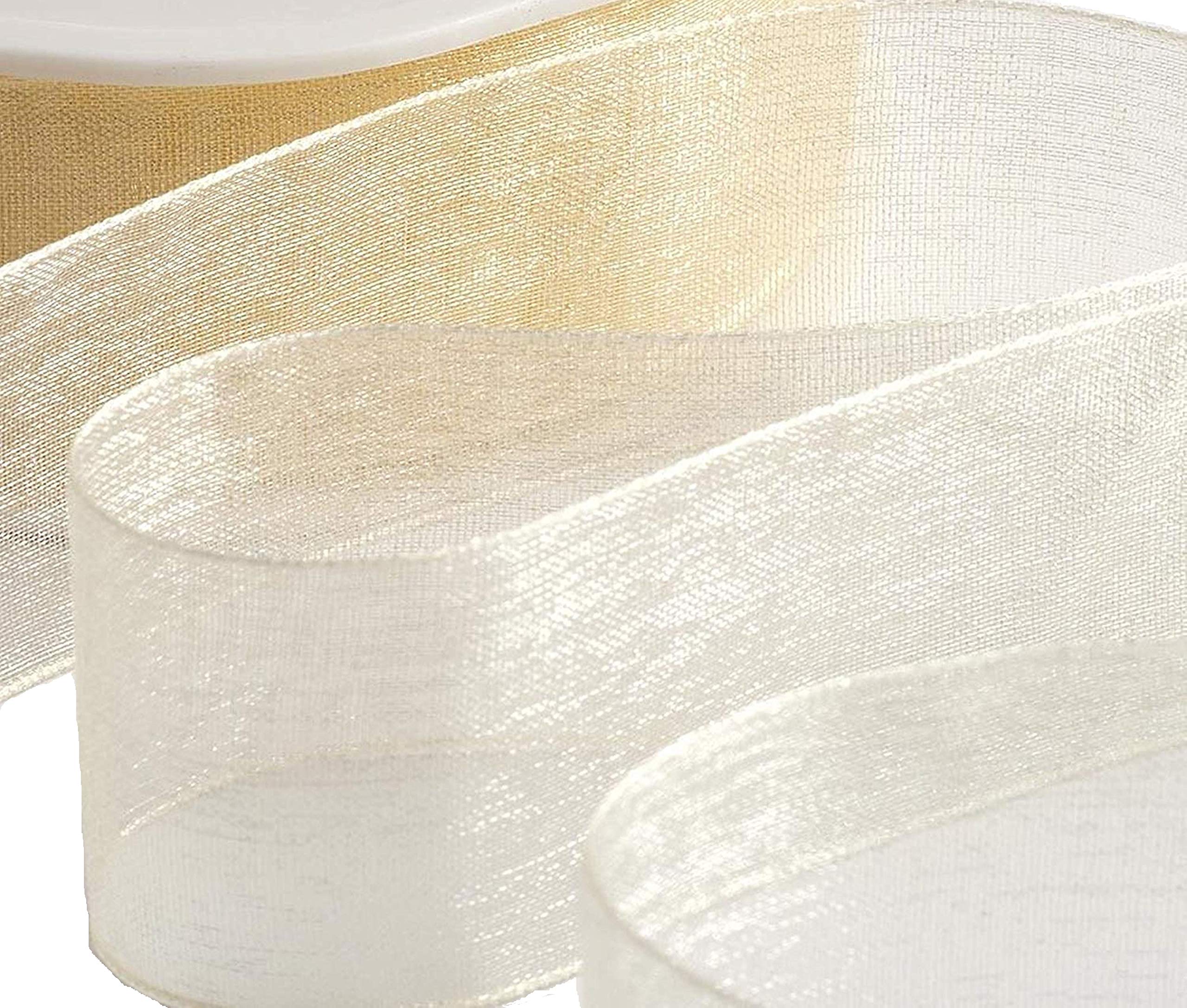 Cream Organza Ribbon 12mm 44 Mtrs Gift Wrap Ribbon, Ribbons for Gift Wrapping, Christmas Ribbon, Gift Wrapping Ribbon for Crafting, Wedding Party Decor