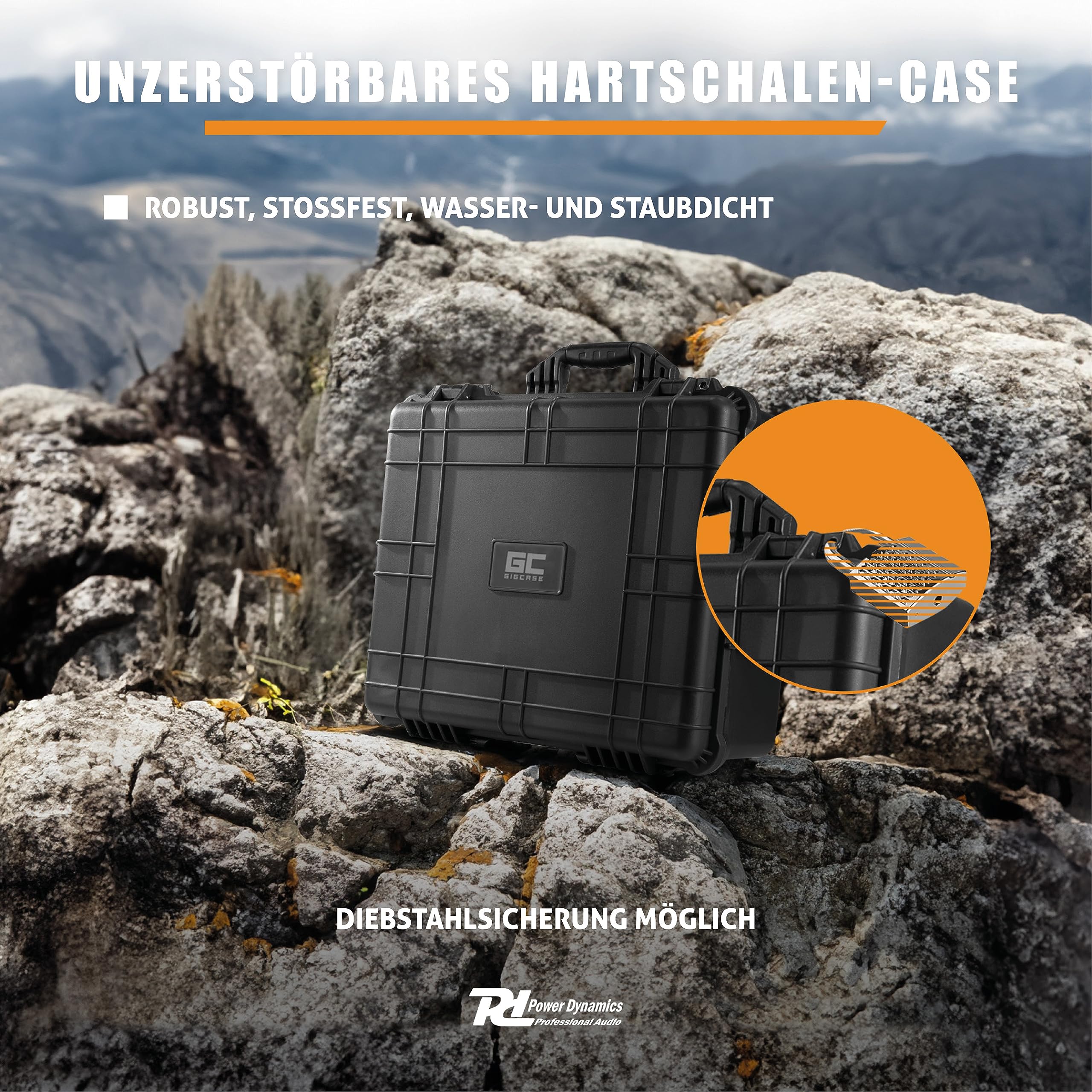 Power Dynamics GIGCase22, Universal Hard Case Kamera Koffer Schaumstoff, DJ Koffer, Foto Koffer, Schutzkoffer, DJ Universalkoffer, Wasserdichter Koffer, Transportkoffer mit Schaumstoff, Schwarz