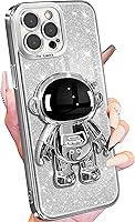 Vista 12 de Buleens Funda para iPhone 14 Pro Max Astronauta, fundas transparentes para iPhone 14 Pro Max con papel brillante y soporte de astronauta