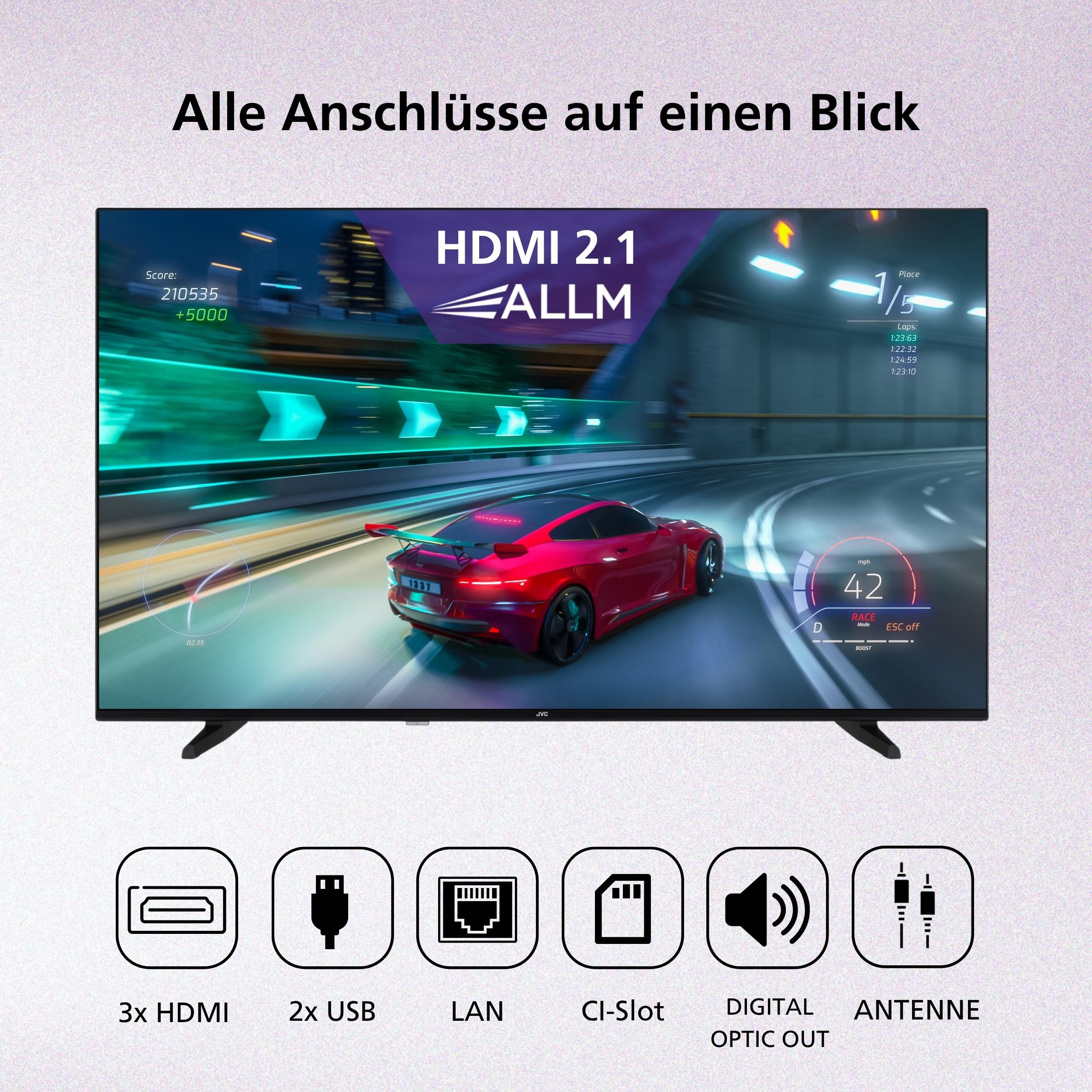 JVC TV 43 pulgadas Fire TV 4K QLED Smart TV con Dolby Vision HDR, Dolby Atmos, control de voz Alexa y sintonizador triple, UHD TV LT-43VRQ3555 (2026)