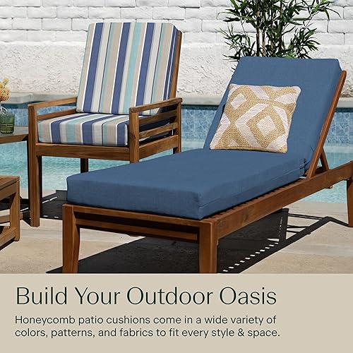 Miniatura 3 de Honeycomb Cojín para diván color azul pacífico con textura para exteriores Relleno sintético reciclado, resistente a la intemperie, reversible,