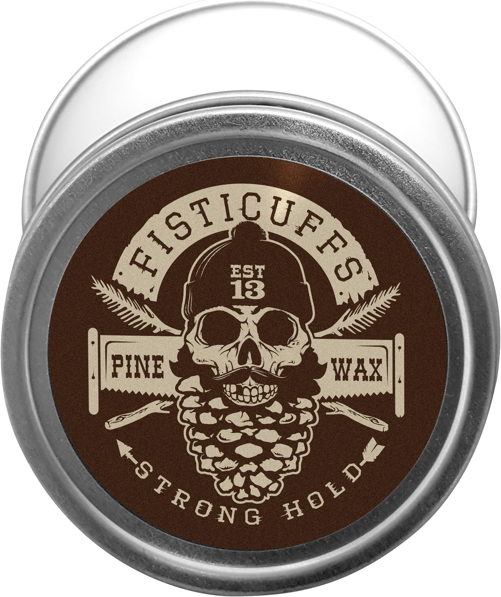Grave Before Shave Fisticuffs Pine Scent Strong Hold Mustache Wax 1 Oz. Tin