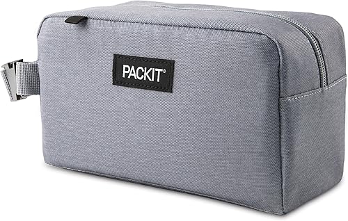 Miniatura 2 de PackIt Caja de aperitivos congelable, niebla gris, fabricada con tecnología EcoFreeze, plegable, reutilizable, cierre de cremallera con asa de