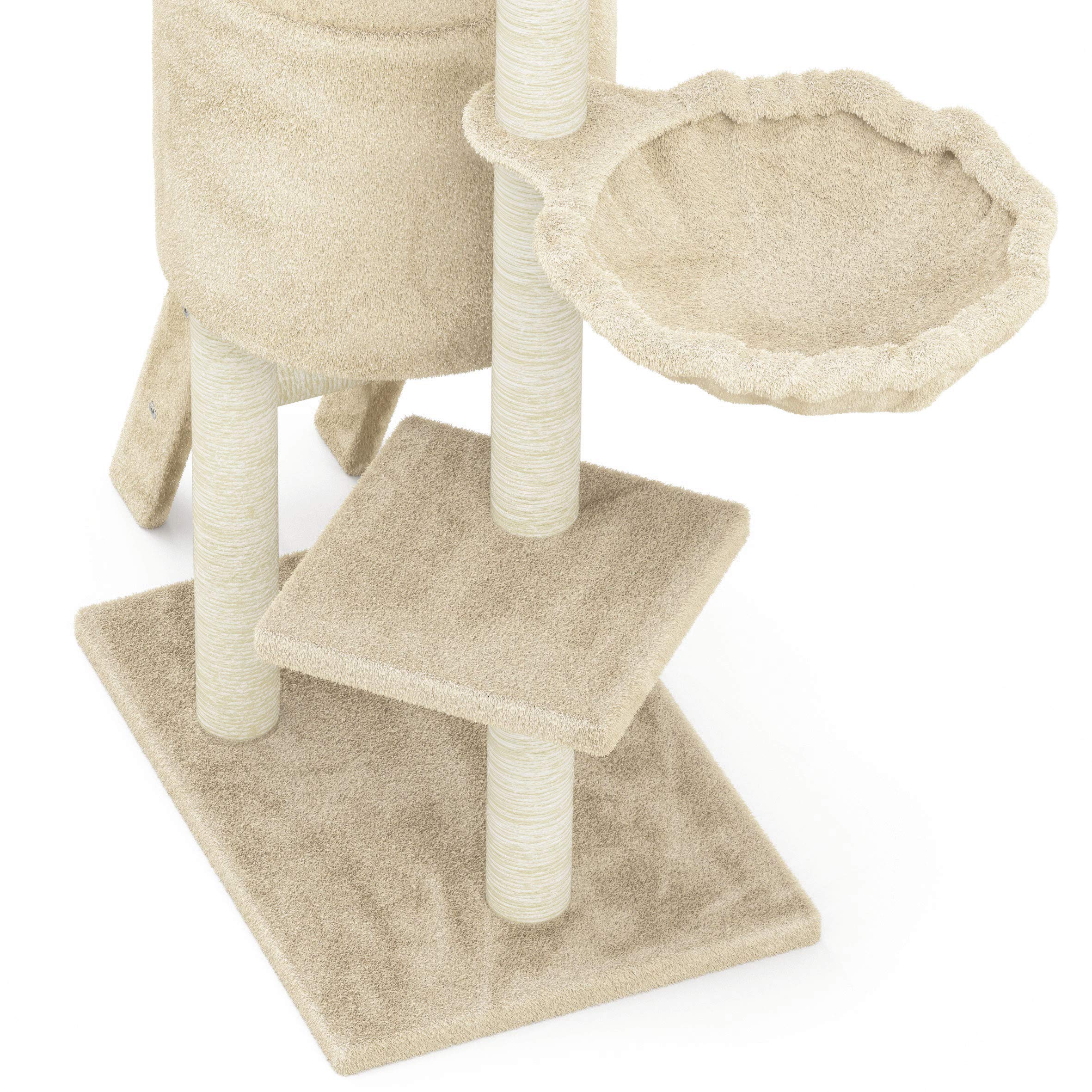 Beltom® Rascador Afilador Uñas para Gatos Árbol Escalador Mascota Rascarse Juego 140 cm - Beige