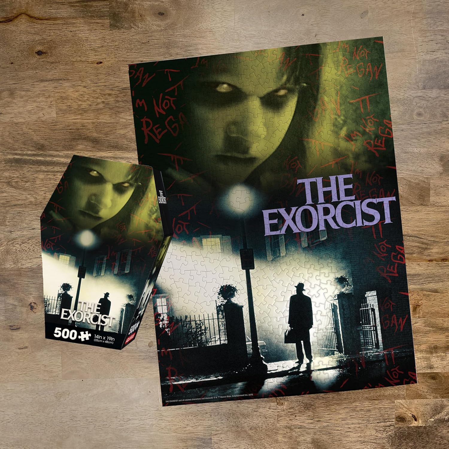 AQUARIUS The Exorcist Coffin Box 500 Piece Jigsaw Puzzle – Horror Puzzles for Adults Scary Movie Merch 14"x19" Collectible Gifts