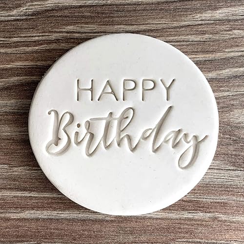 Miniatura 2 de Estampado de fondant de feliz cumpleaños o sello de galletas con asa