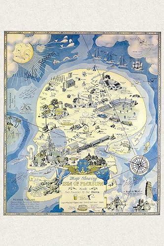 History Prints Isle of Pleasure por Lawrence, 1931 - Mapa de la prohibición de la sátira - Repro antigua - Solo impresión - 16 x 24 pulgadas
