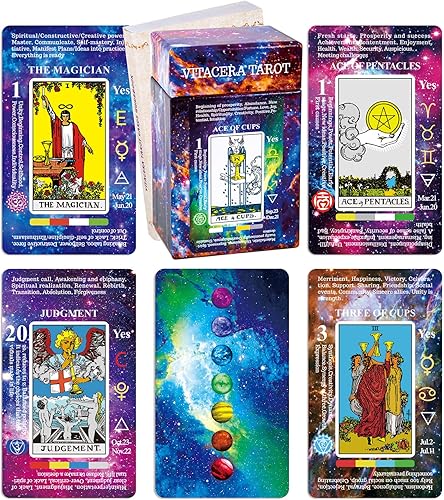 Vitacera Tarjetas de tarot para principiantes con significados en ellas baraja de cartas de tarot con guía palabras clave sí o no tiempo colores