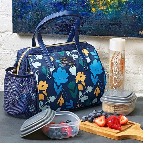 Miniatura 7 de Fit & Fresh Cloverdale - Bolsa de almuerzo aislada para adultos con bolsa lateral y asas de transporte, kit completo de almuerzo incluye 2