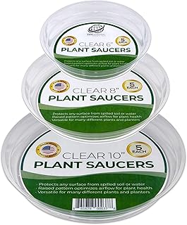 YOUniversal Products 15 Pack of 6, 8,10 Inch Clear Plant Saucer Drip Trays