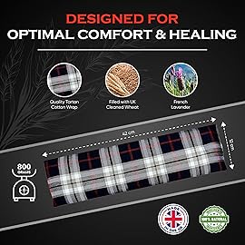 Microwavable Heating Pads for Winter Warmth, Back, Stomach & Head Comfort - Kalore Cotton Tartan Neck Wrap - Even Heat Distribution Hot Compress Bag - Wheat Heat Pad XL - Lavender Scent - Turquoise