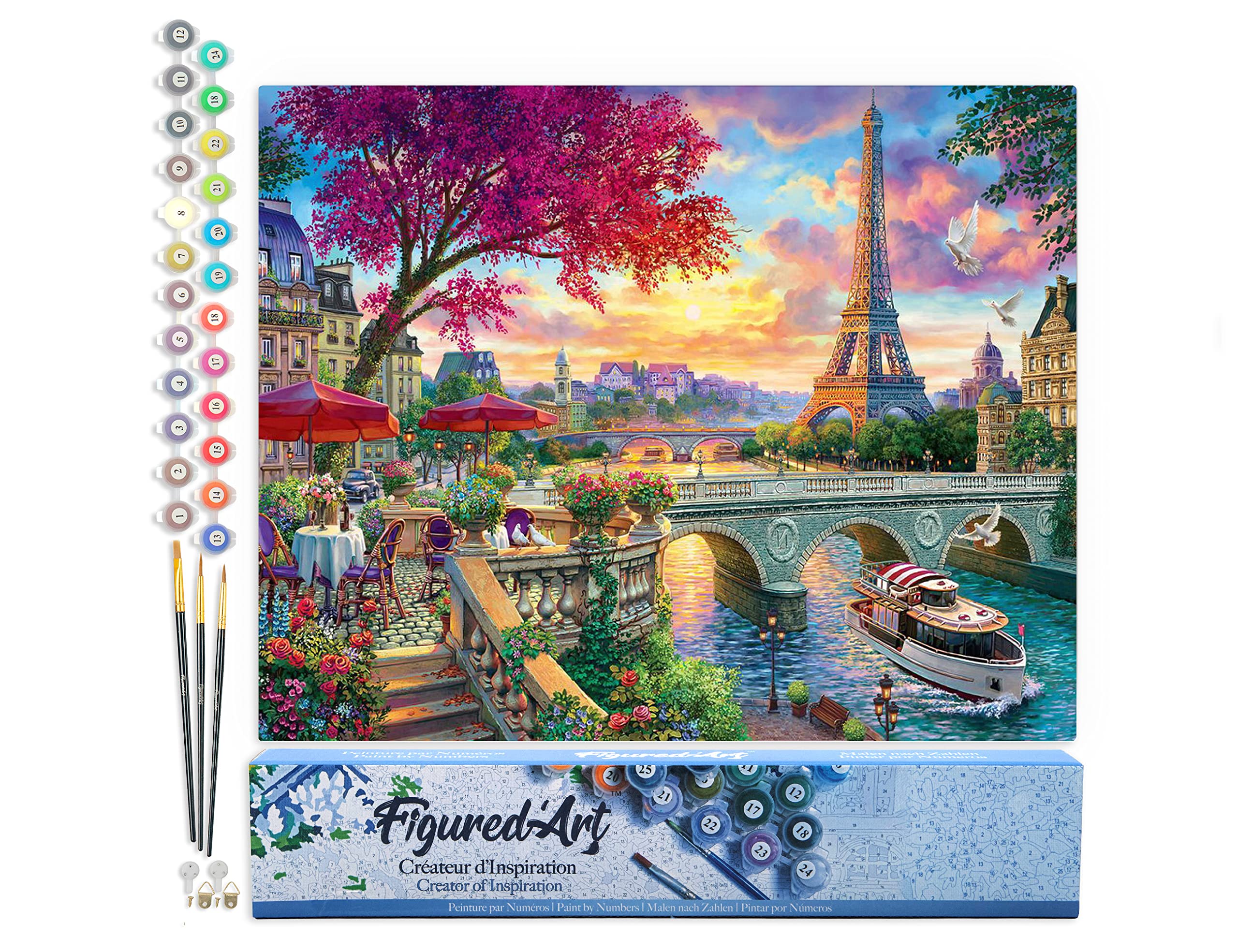Figured'Art Paint by Numbers for Adults Dinner By The Seine 40x50cm - Craft Art Painting DIY Kit Rolled Canvas Without Frame โ image 1