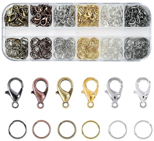 Lobster Claw Clasps and Open Jump Rings Set, 6 Colors