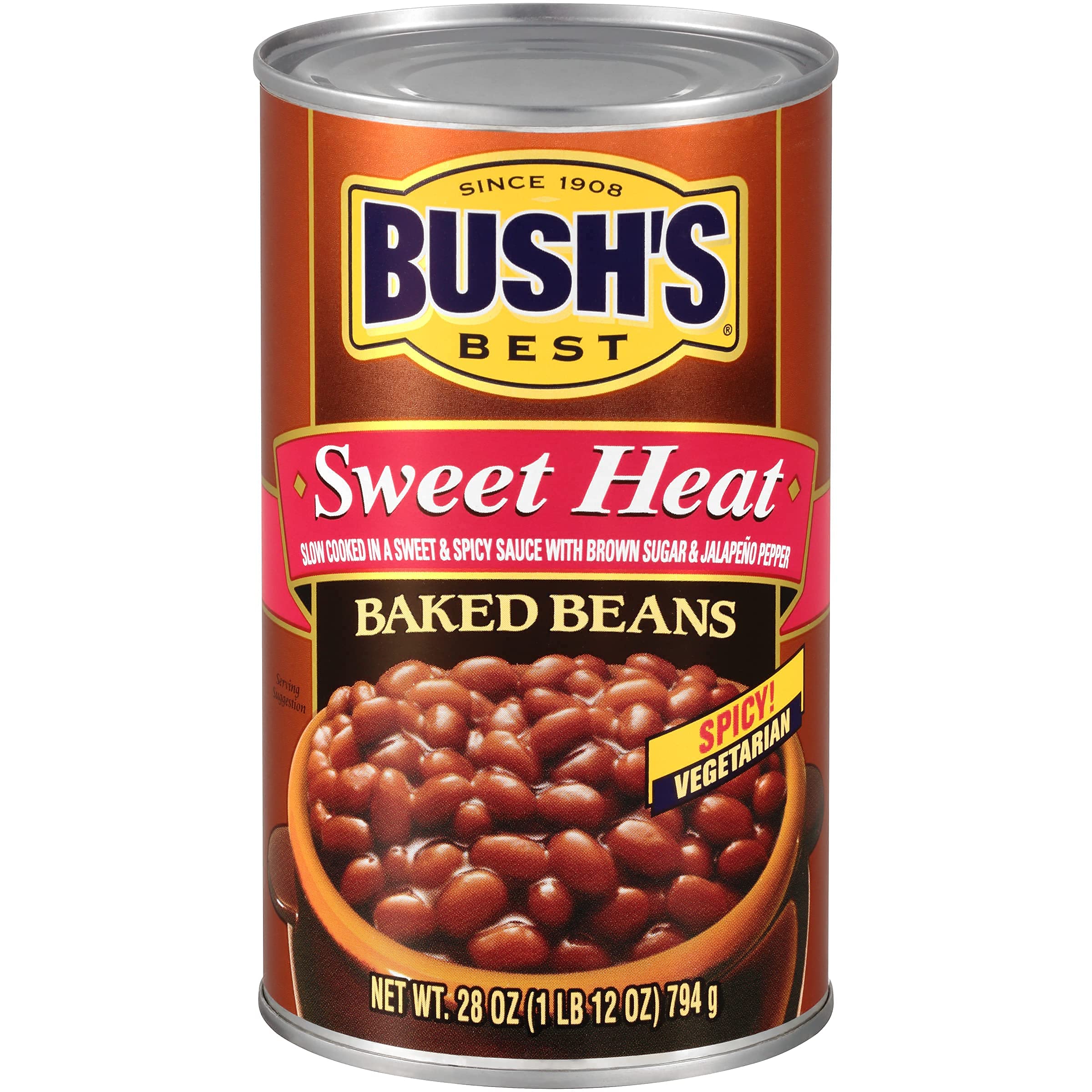 BUSH'S BEST Sweet Heat Baked Beans, Sweet & Spicy, Canned Beans, Baked