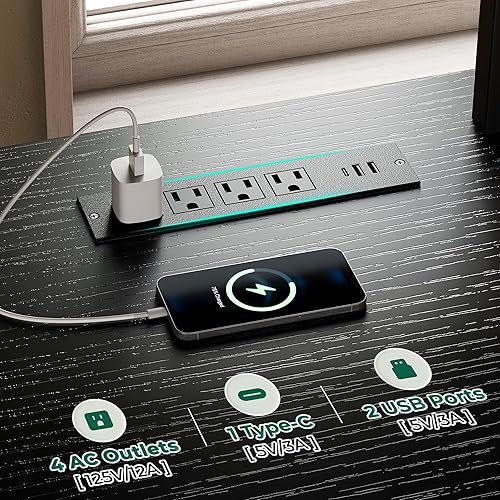 Miniatura 3 de Huuger Soporte de TV para TV de 65 y 70 pulgadas, centro de entretenimiento con tomas de corriente y luces LED, consola de TV para sala de estar,