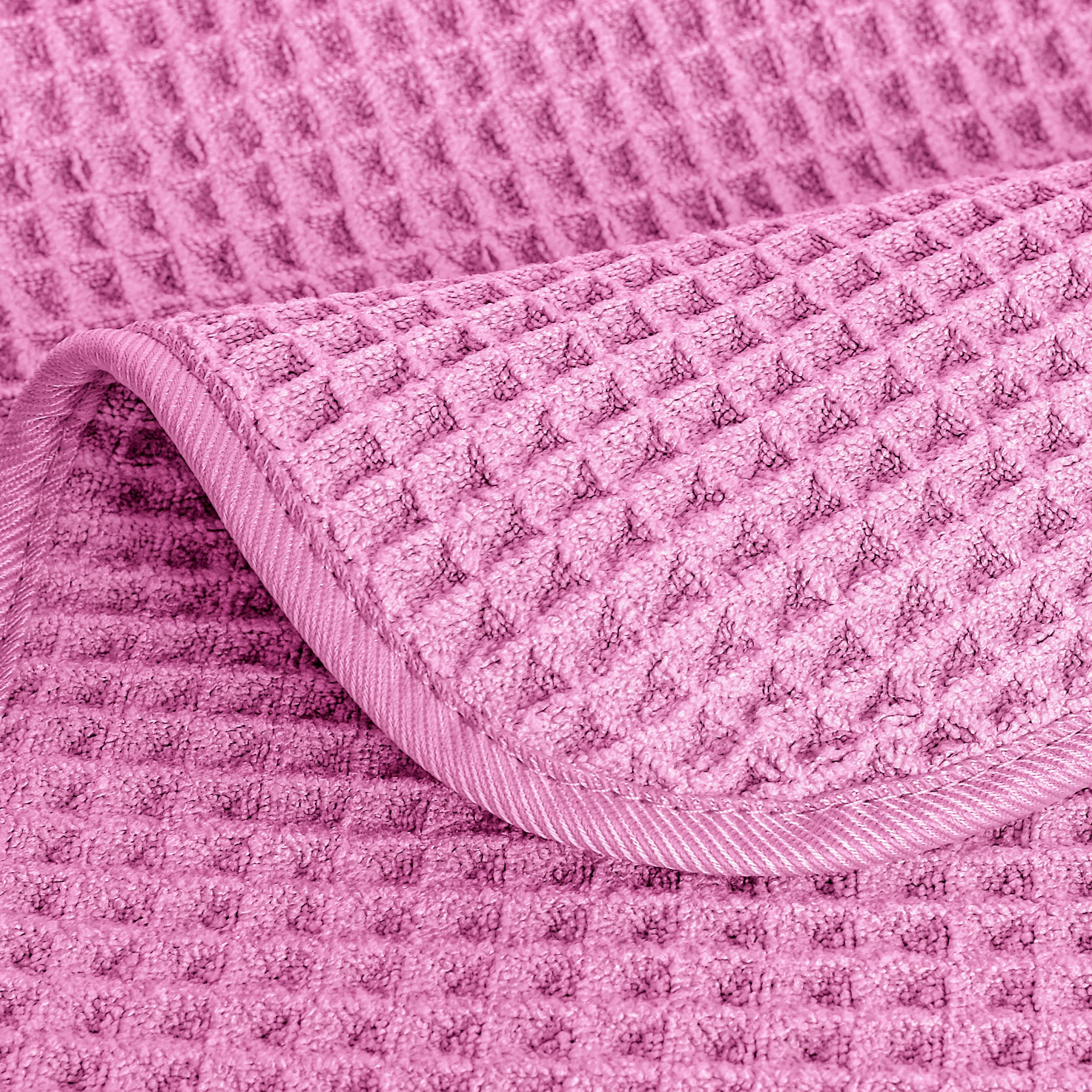 POLYTE 430 gsm Microfibre Lint Free Hand Towel, 40 x 76 cm, 4 Pack (Waffle Weave), Pink - Image 4
