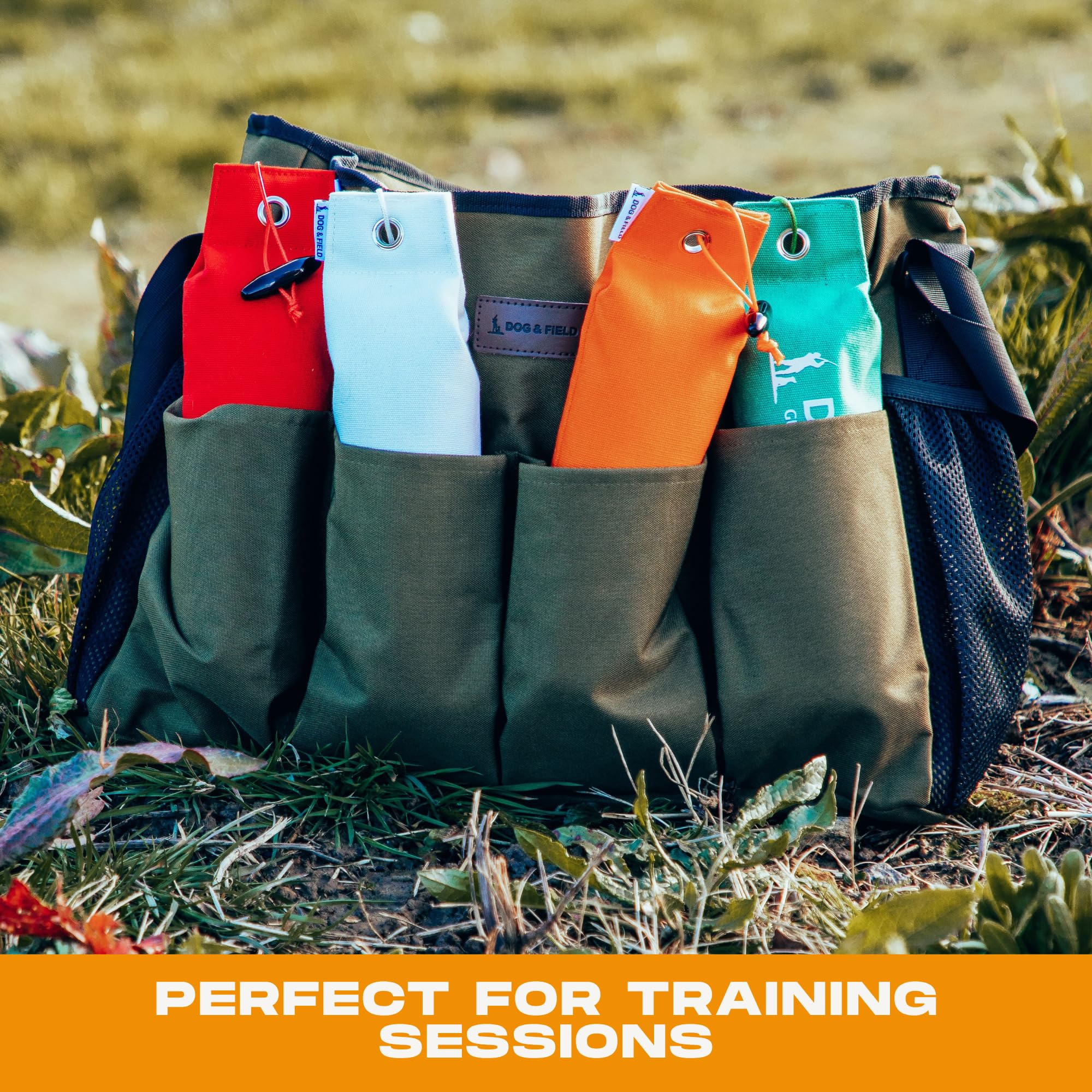 Dog & Field Maxxi Schnullertasche - Hundetrainingstasche mit verstellbarem Gurt, für Gundog Canvas Schnuller & Jagdzubehör, 50 cm x 35 cm x 10 cm, Olivgrün