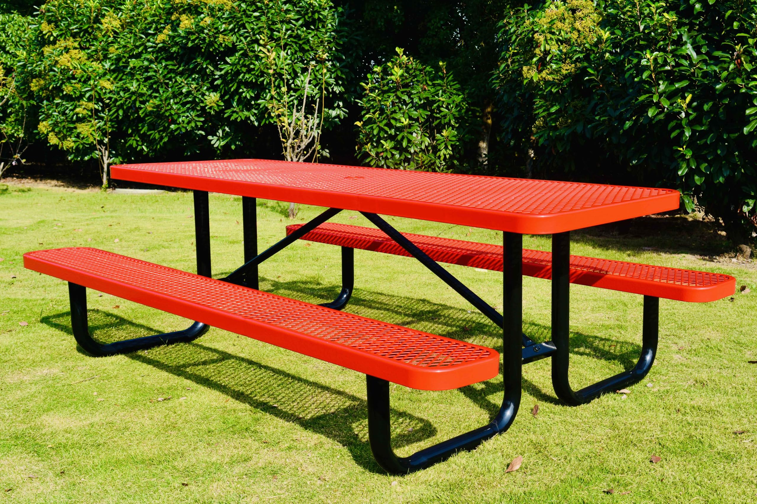 LifeYard Heavy Duty 8' Rectangular Metal Picnic Table, Red
