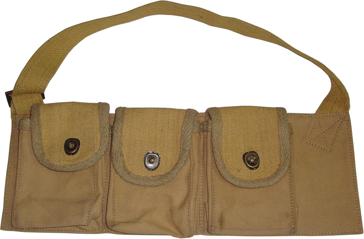 warreplica WWI US BAR 1918 Magazine Bandolier|Authentic Khaki Canvas Reproduction|6-Pocket Ammo Carry Pouch for Browning Automatic Rifle|WW1 Military Field Gear for Reenactors & Collectors