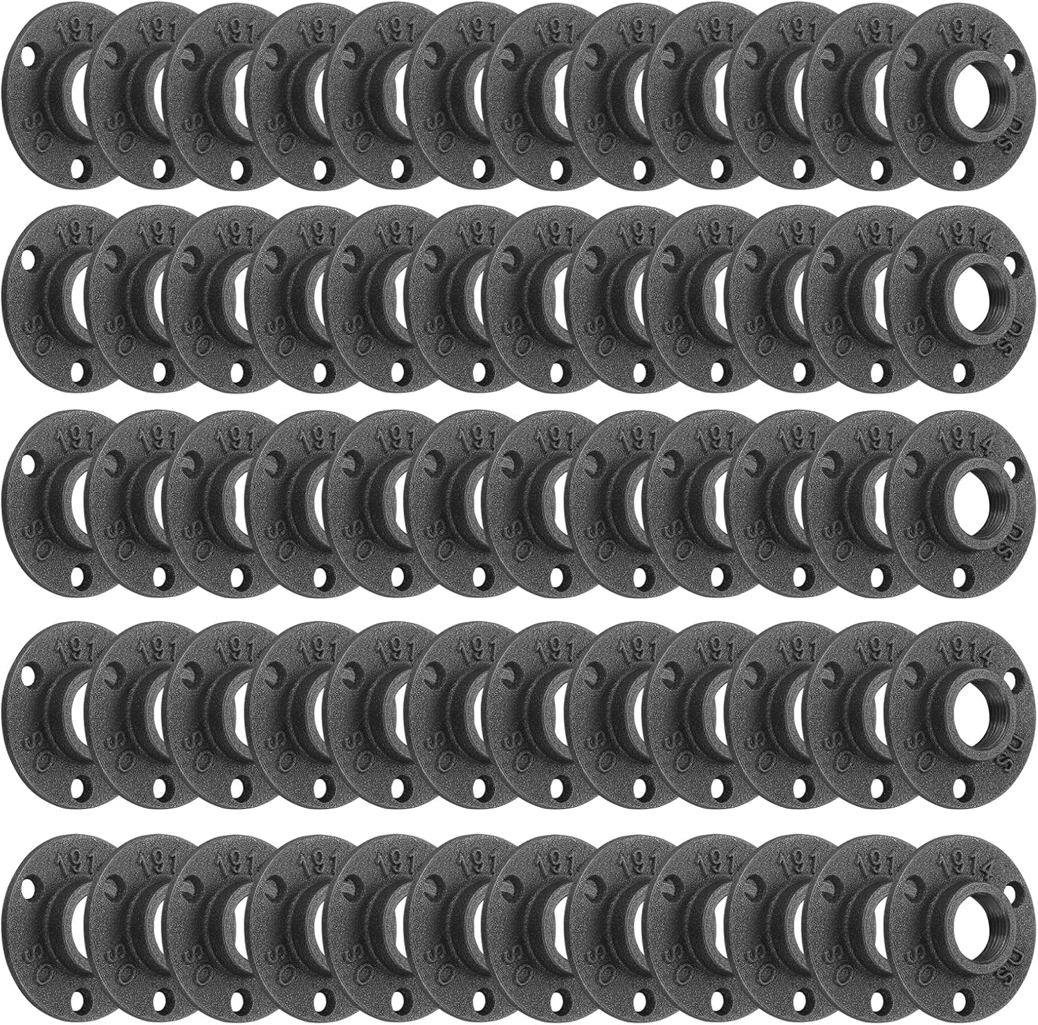 3/4" Floor Flange, 60 Pack MalleableIron Threaded Pipe Flange for Industrial vintage style, Flanges with Threaded Hole for DIY Project/Furniture/Shelving Decoration (60, 3/4 Inch)