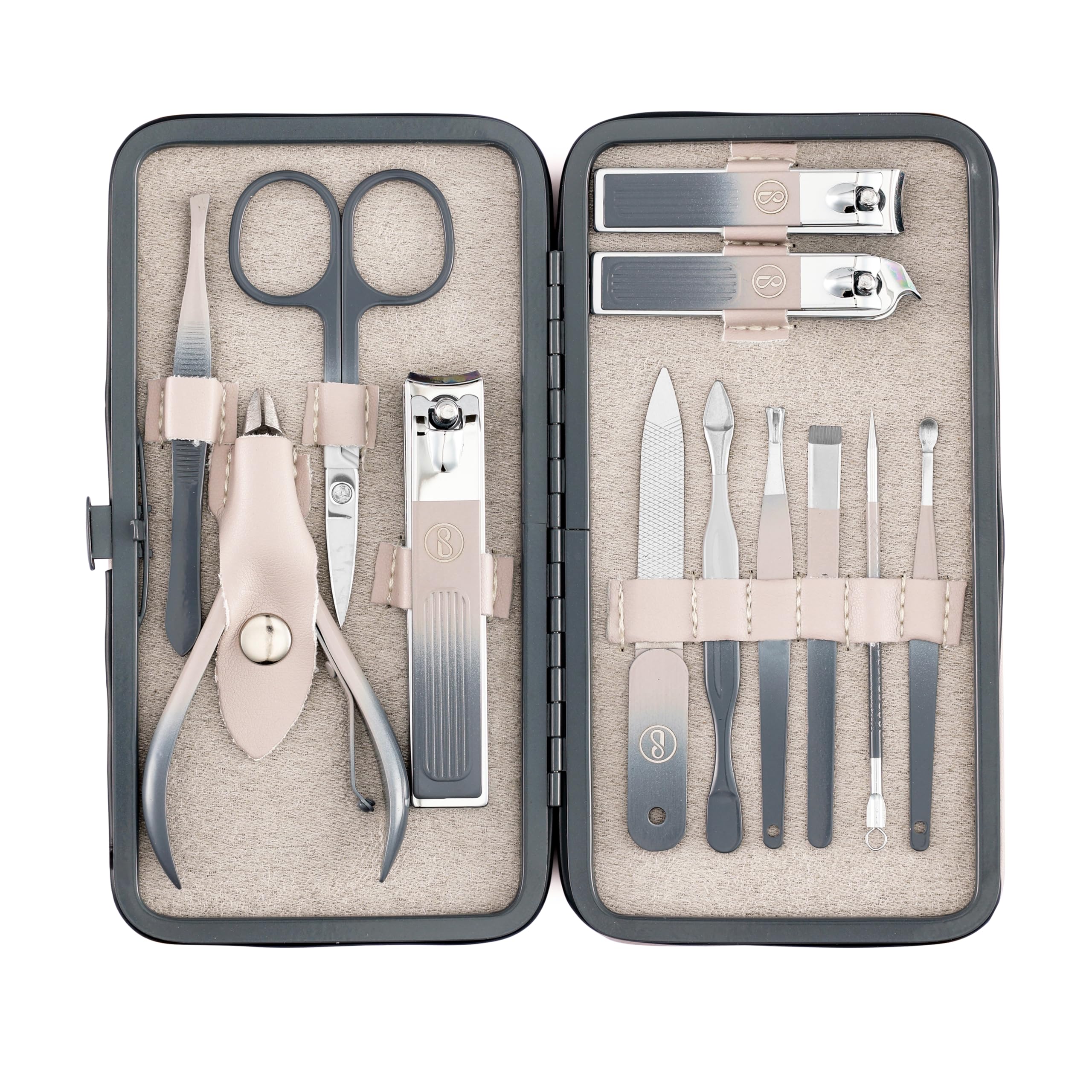 Beauté Secrets 12 in 1 Nail Cutter Set | Manicure Pedicure Kit for Women & Men | Grooming Kit with Nail Clippers | Nail Art Kit | Nail Cutter for Men Pink