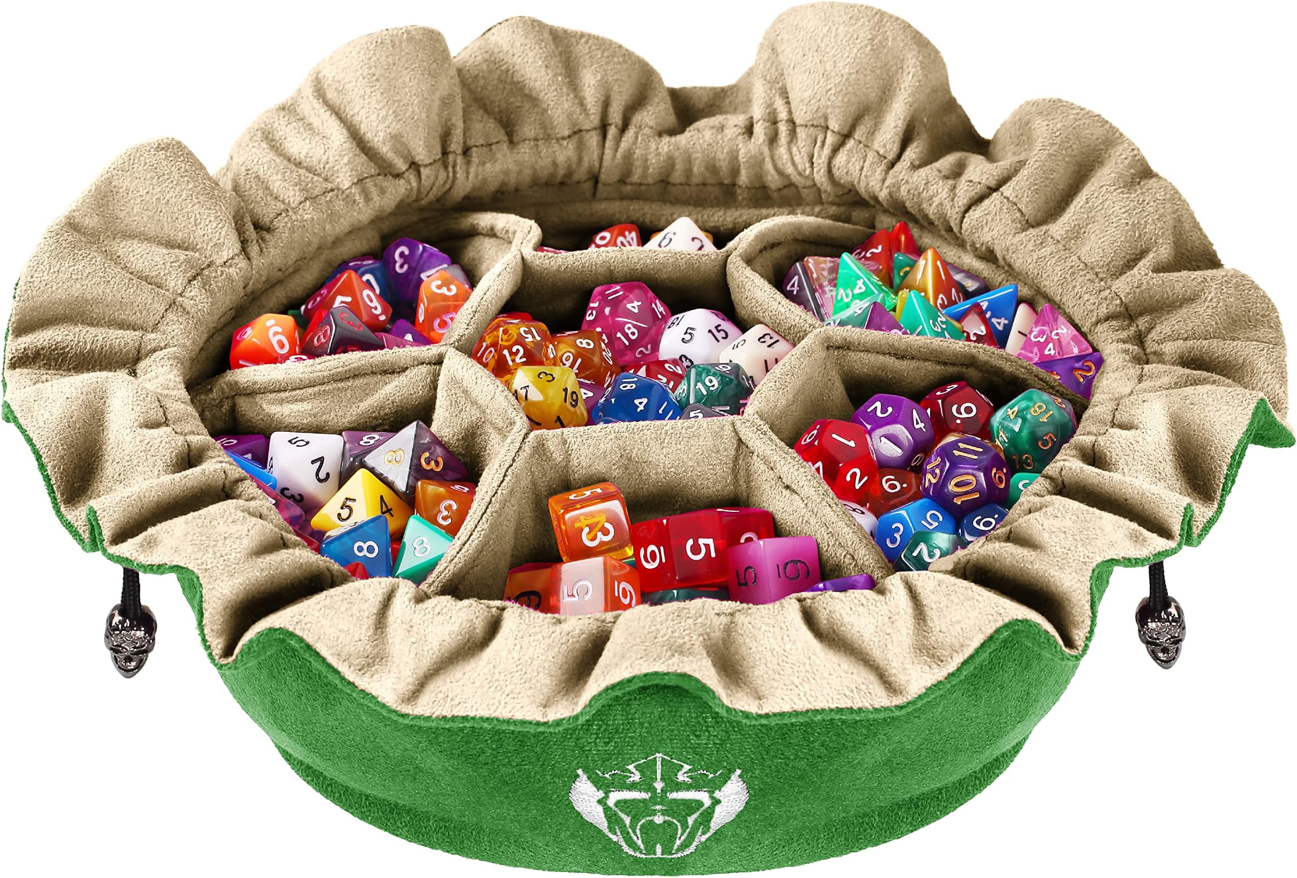 CardKingPro Immense Dice Bags with Pockets - Green - Capacity 150+ Dice - Great Organizer for Dice Hoarders, Perfect for Dungeons and Dragons [Patented Design]