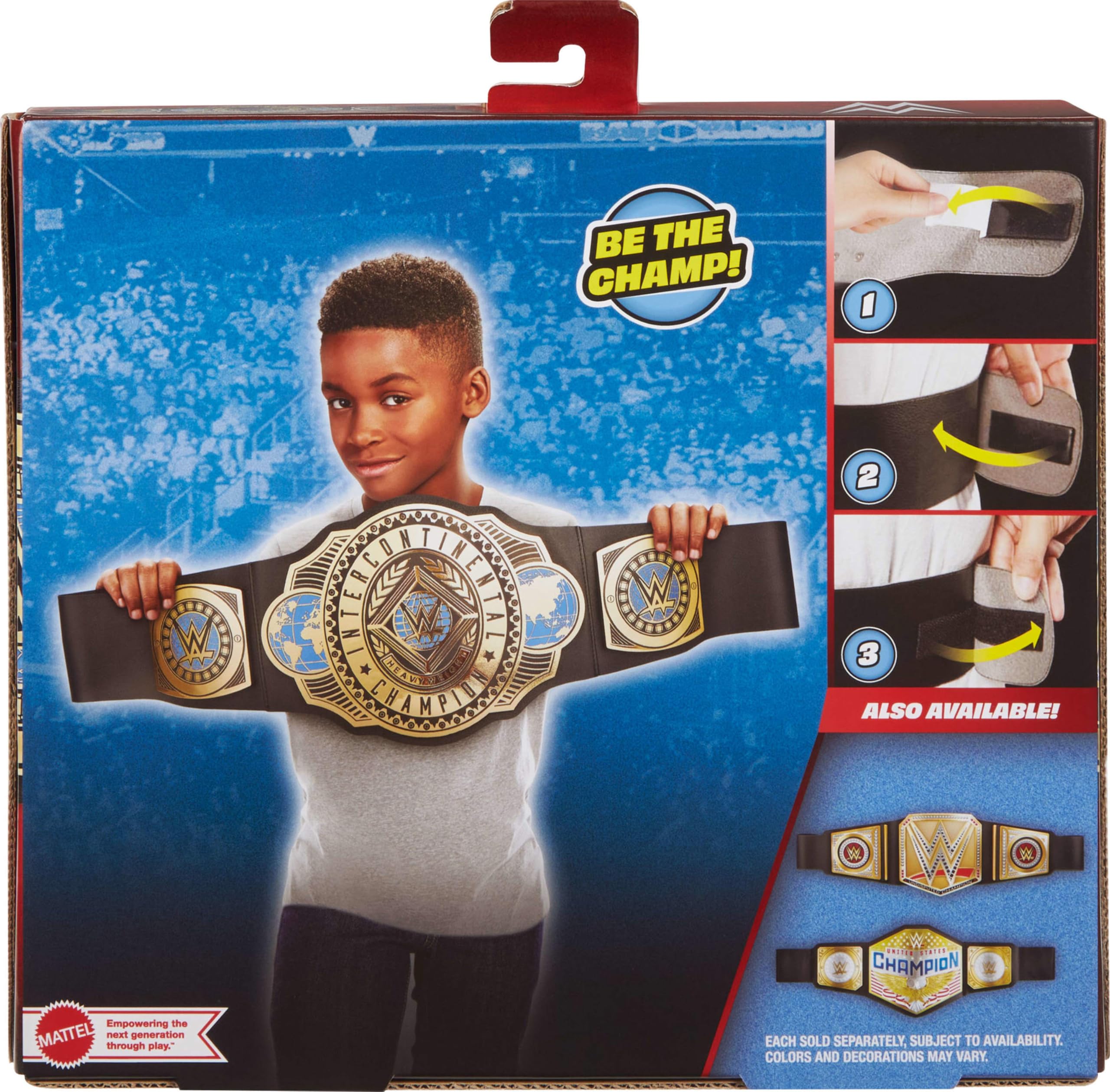Mattel WWE Championship Title, campione intercontinentale, accessorio per bambini per giochi di ruolo e costumi, lunghezza 3+ piedi con regolazione una tantum
