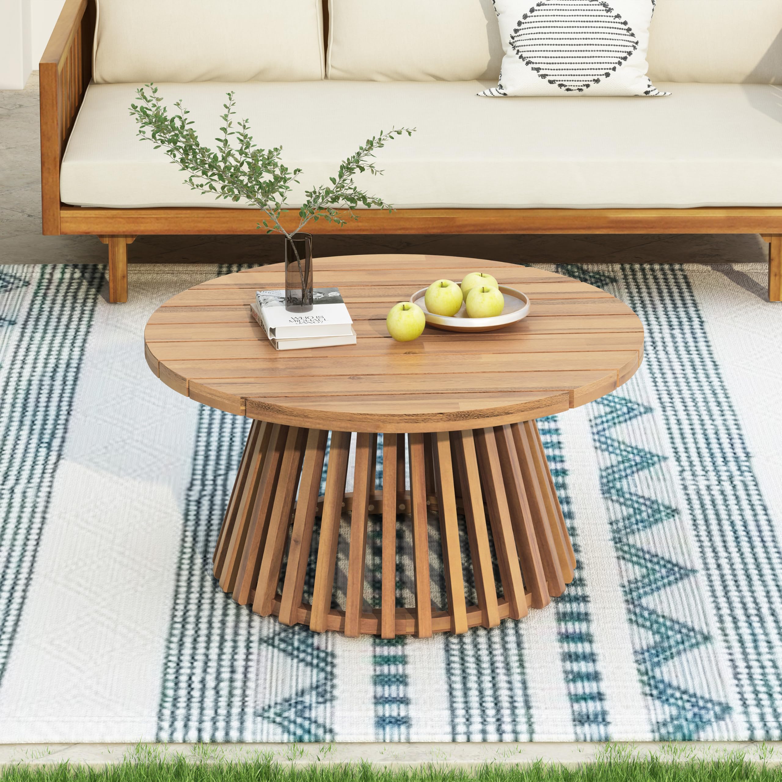 Merax Round Acacia Table