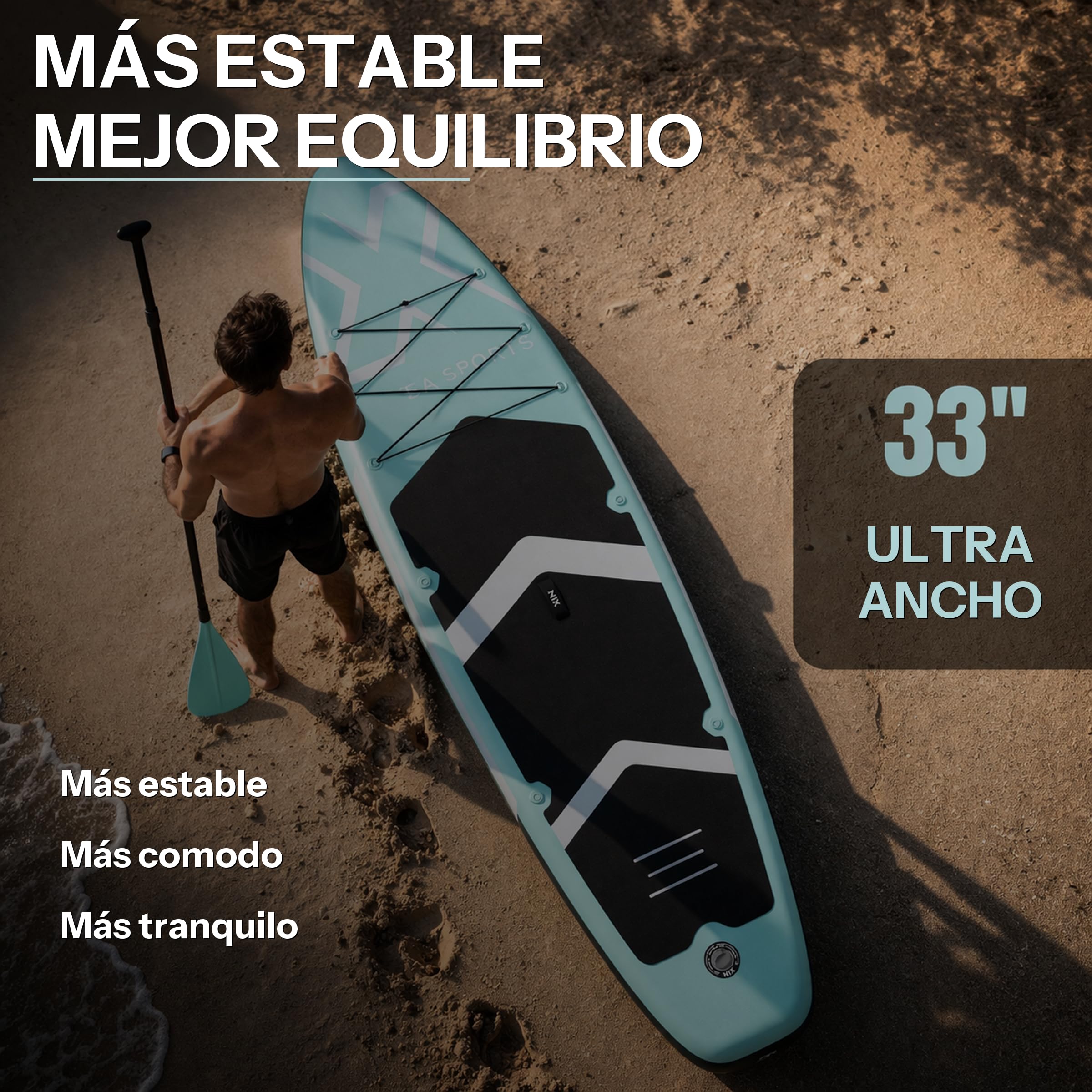 Nixsea Tavola Paddle Surf Gonfiabile 335 cm Sup Allround con Accessori, Antiscivolo, Chiglia Rimovibile, Paddle Surf Adulto fino a 159 kg