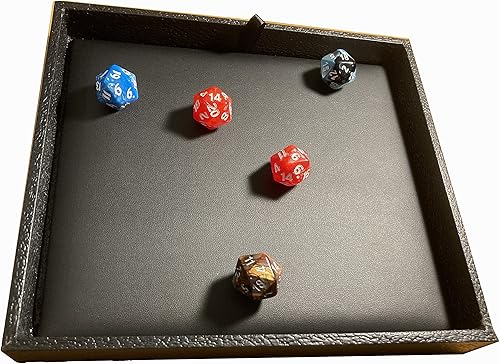 Miniatura 7 de N'icePackaging - Bandeja de dados acolchada negra de lujo con bolsa de dados de viaje de arpillera negra - para juegos de rolmesaD&D 5e  rodar dados