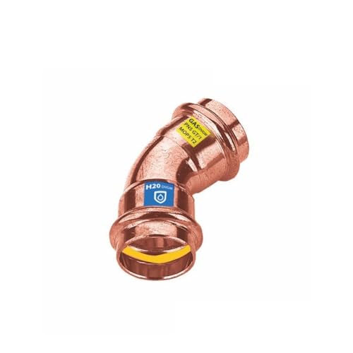 Sanpro Fitting - Pressfitting Kupfer 45° Winkel - Bogen, Größe V 15 (Pressfitting Kupfer Gas Wasser Trinkwasser Heizung Sanitär Fittings Kupferleitung)