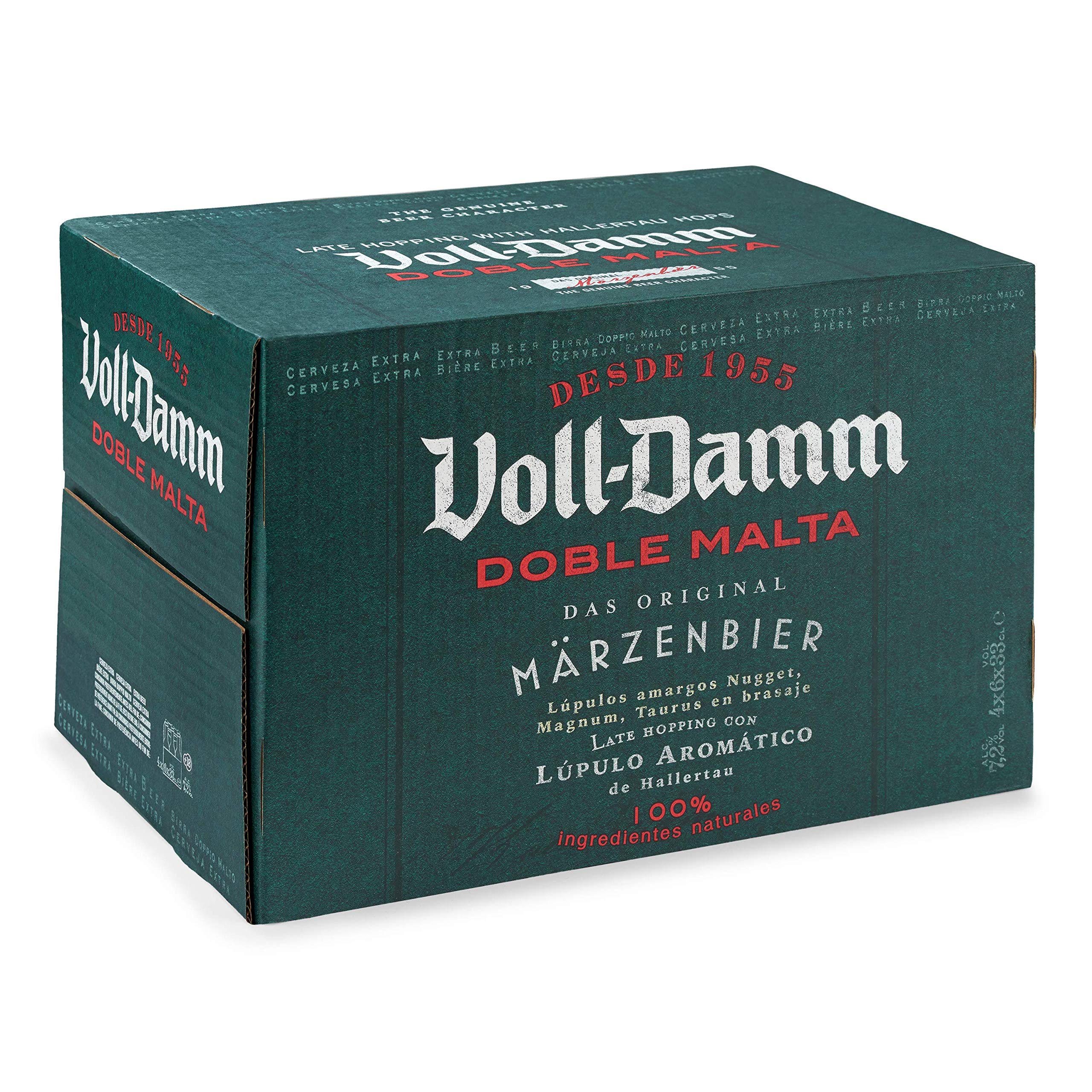 Damm - Cerveza Voll-Damm Doble Malta, Caja de 24 Botellas 33cl | Cerveza Doble Malta, Estilo Märzenbier, 100% Ingredientes Naturales, Original, en Botella