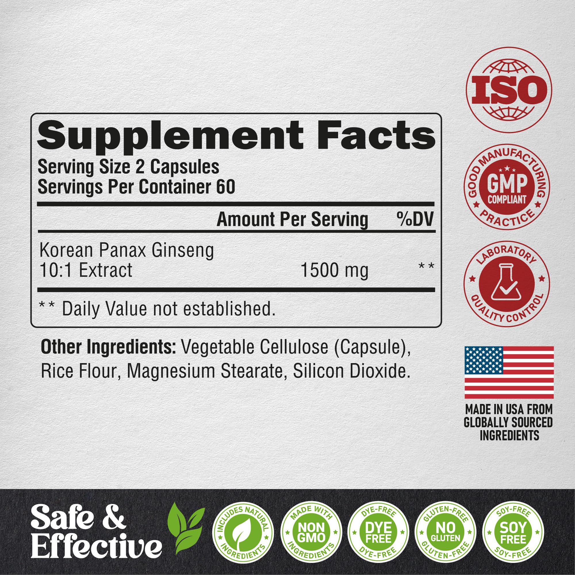 Panax Ginseng 1500mg - Energy, Focus, Productivity & Performance - 120 Caps — Amazon image 7