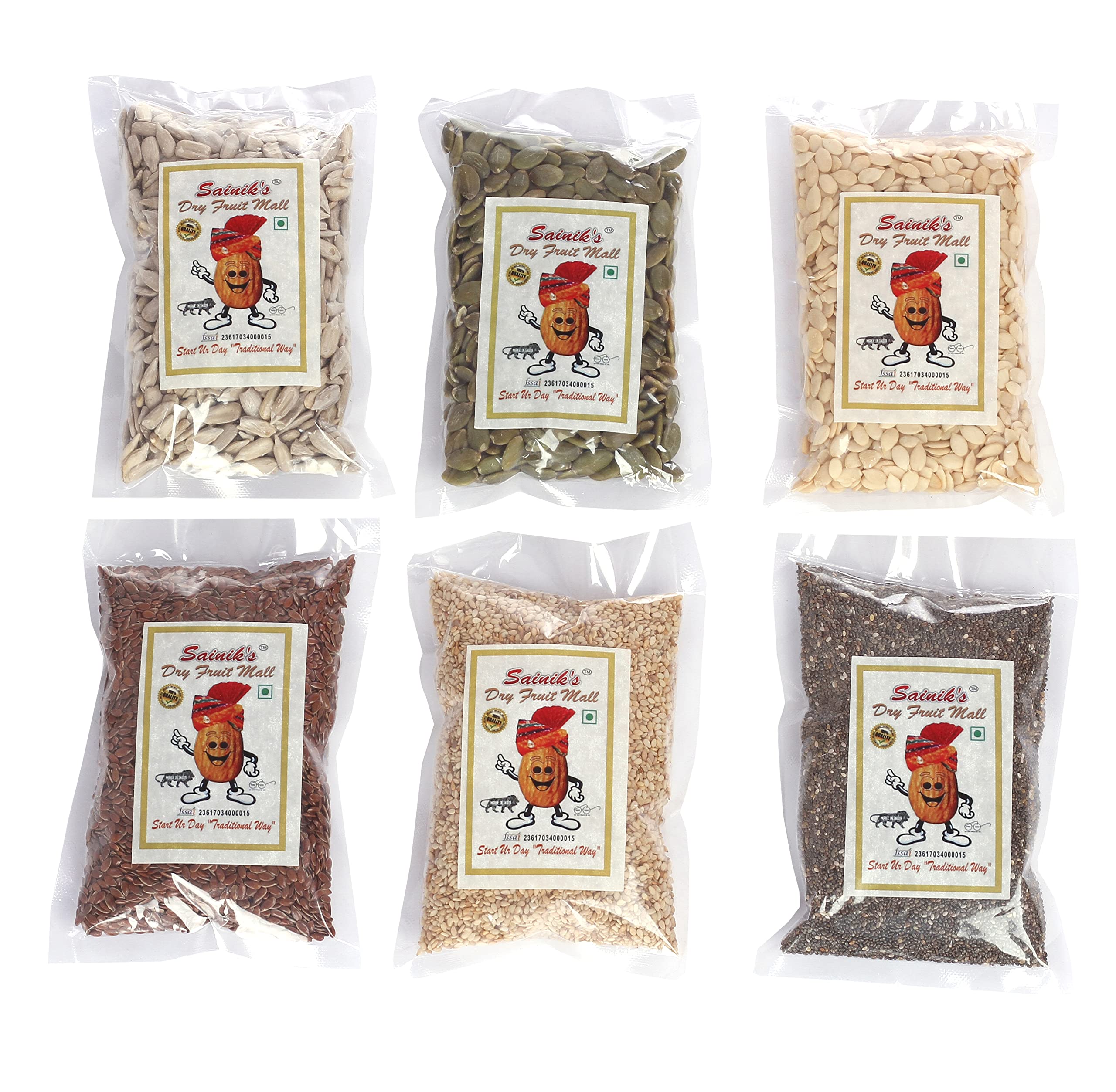 Sainik Dry Fruit Mall Seeds Combo Sunflower/Pumpkin/Watermelon/Flax/Sesame/Chia Seeds 70 Grams X 6 Pack Net 420 Grams (B0BVM8LNHP) Amazon Price History, Amazon Price Tracker