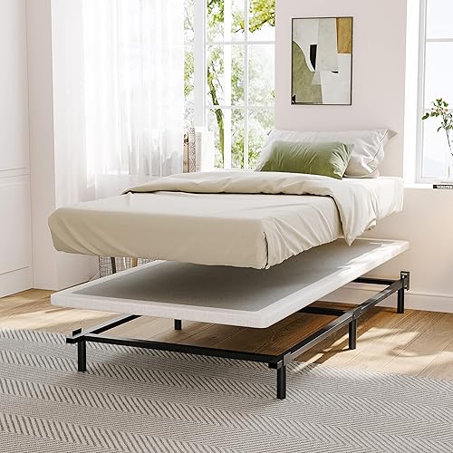 Miniatura 3 de ZIYOO Marco de cama individual plataforma de metal de 7 pulgadas resistente para somier base de colchón soporte de 6 patas sin ruido fácil montaje