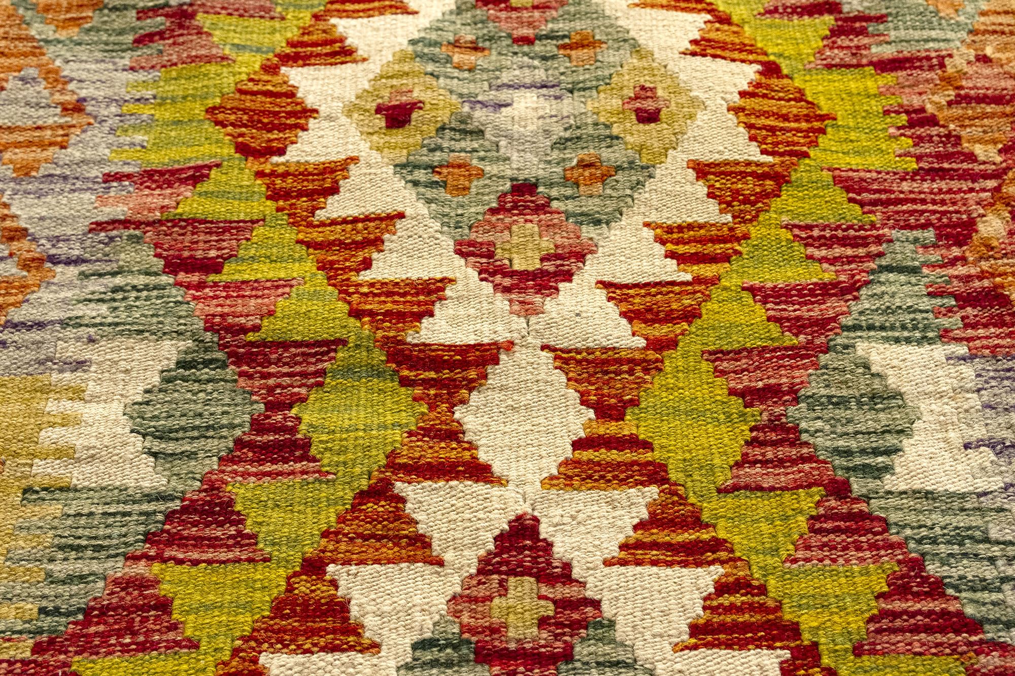 HAMID Tapis Kilim Herat, 100% Laine Tissée à la Main, Tapis Ethnique pour Salon, Chambre, Salle à Manger (96x61cm)