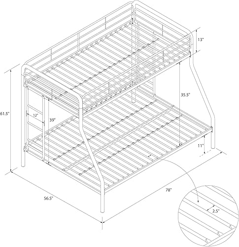 Miniatura 9 de DHP - Litera con cama individual arriba y matrimonial abajo con armazón de metal y escalera