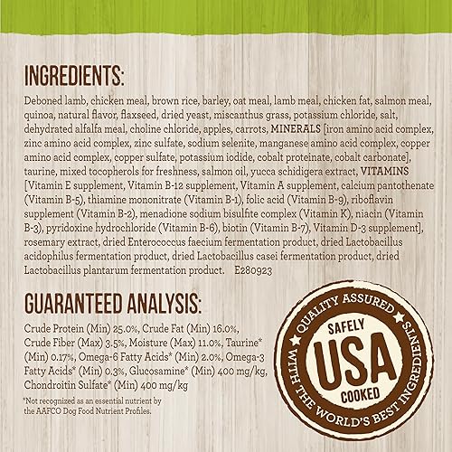 Miniatura 4 de Merrick - Alimento seco para perros con vitaminas y minerales añadidos para todas las razas, 4 libras, cordero